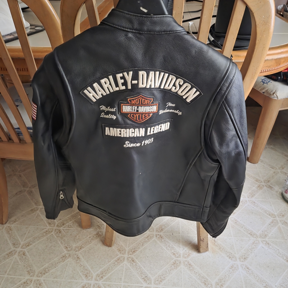 Harley-Davidson Black Leather Jacket with Embroidered Details